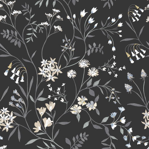 Meadow Mix Black Peel & Stick Wallpaper