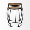 Clapp IV (Set of 2) 20L x 20W Brown Round Wood Top with Black Iron Frame Nesting Accent Tables thumbnail 3