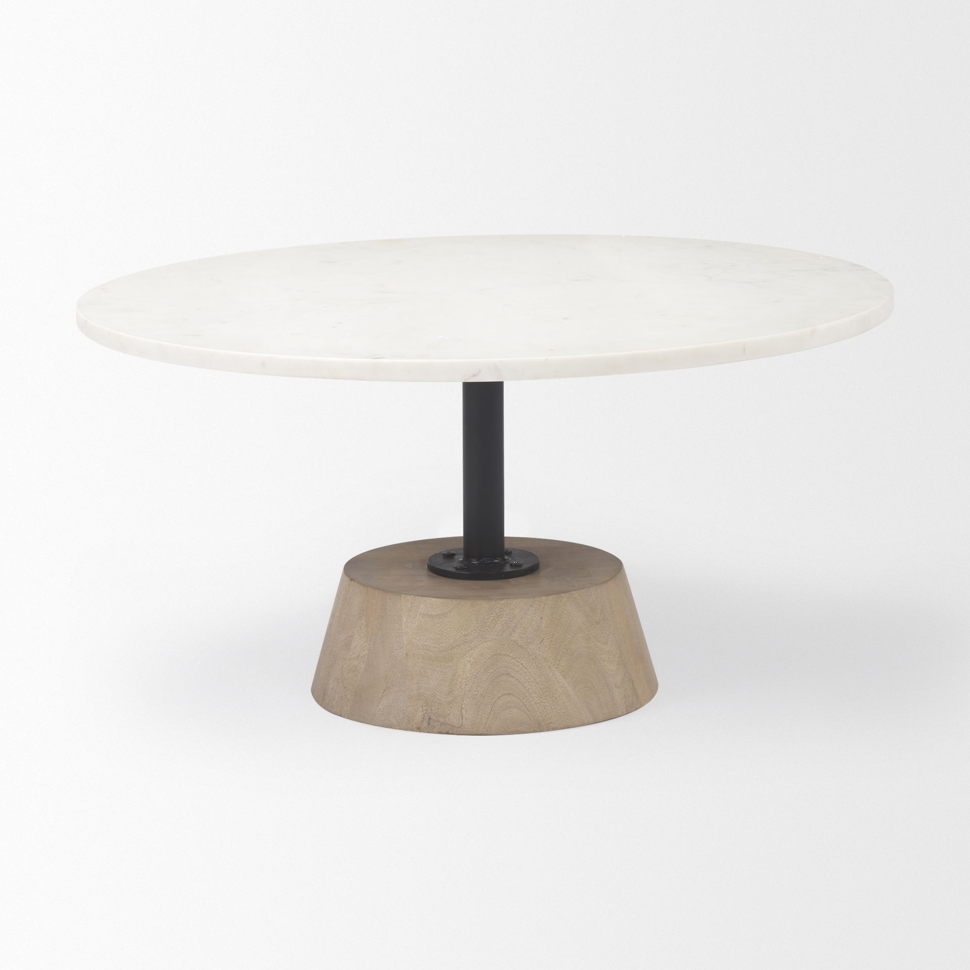 Maxwell  Marble Top Pedestal Base Round Coffee Table, by Mercana, 34" length x 34" width x 16" height View 3