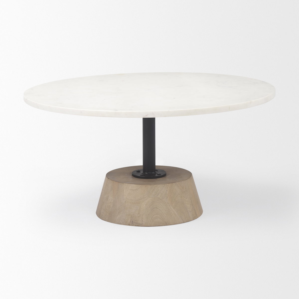 Maxwell  Marble Top Pedestal Base Round Coffee Table, by Mercana, 34" length x 34" width x 16" height View 3