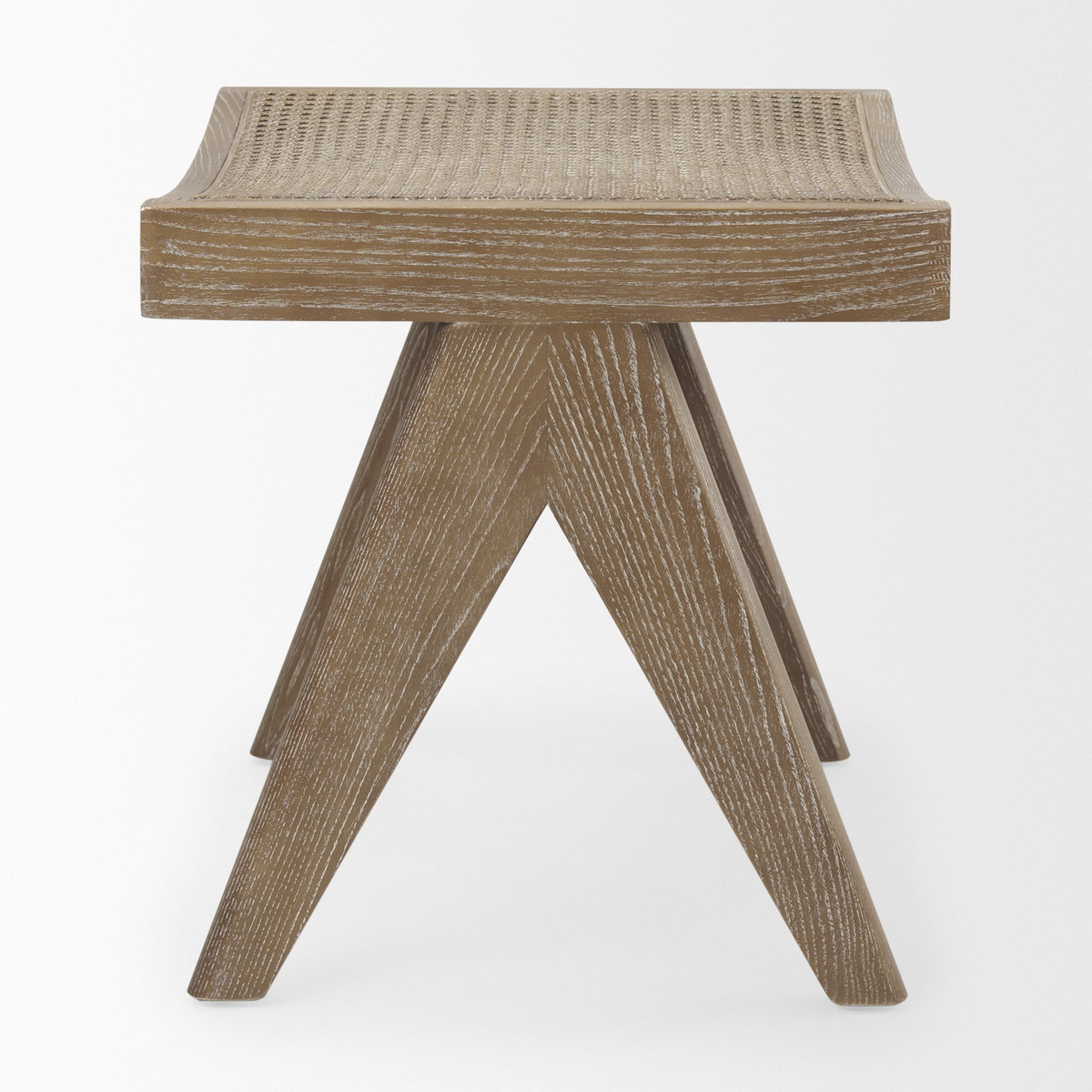Arvin  Medium Brown Wooden Stool, Benche by Mercana, 21.65" length x 17.72" width x 18.11" height View 4