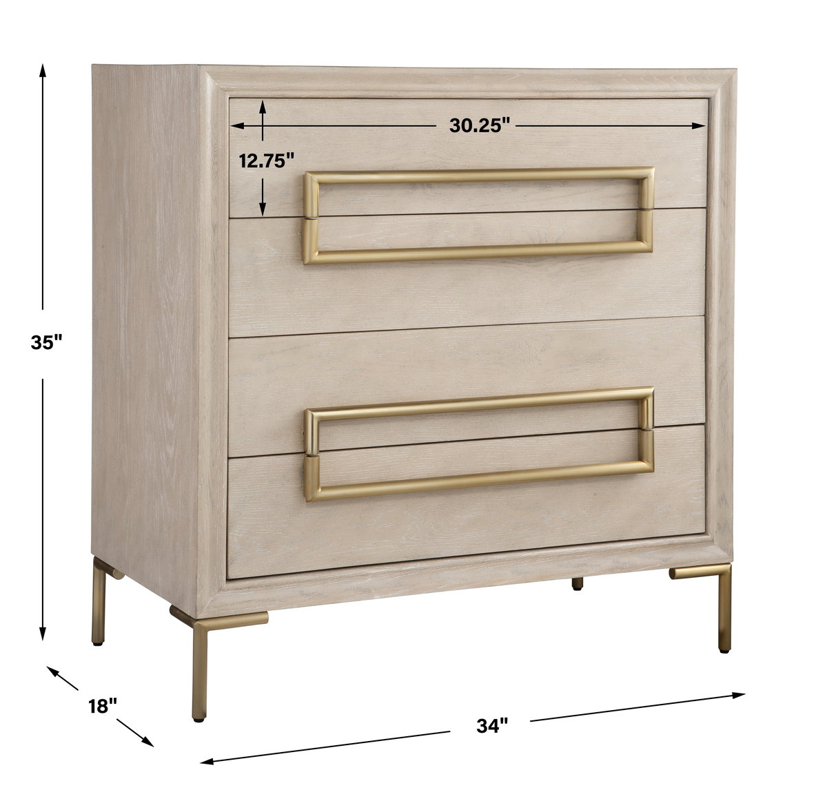 Alessia Light Oak Accent Chest, Cabinets & Chest by Uttermost, 34" width x 35" height x 18" depth View 3