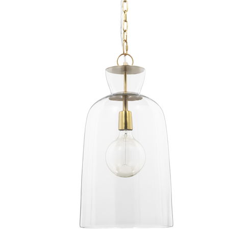 Sadah Tall Clear Blown Glass with Gold Metal Pendant Light