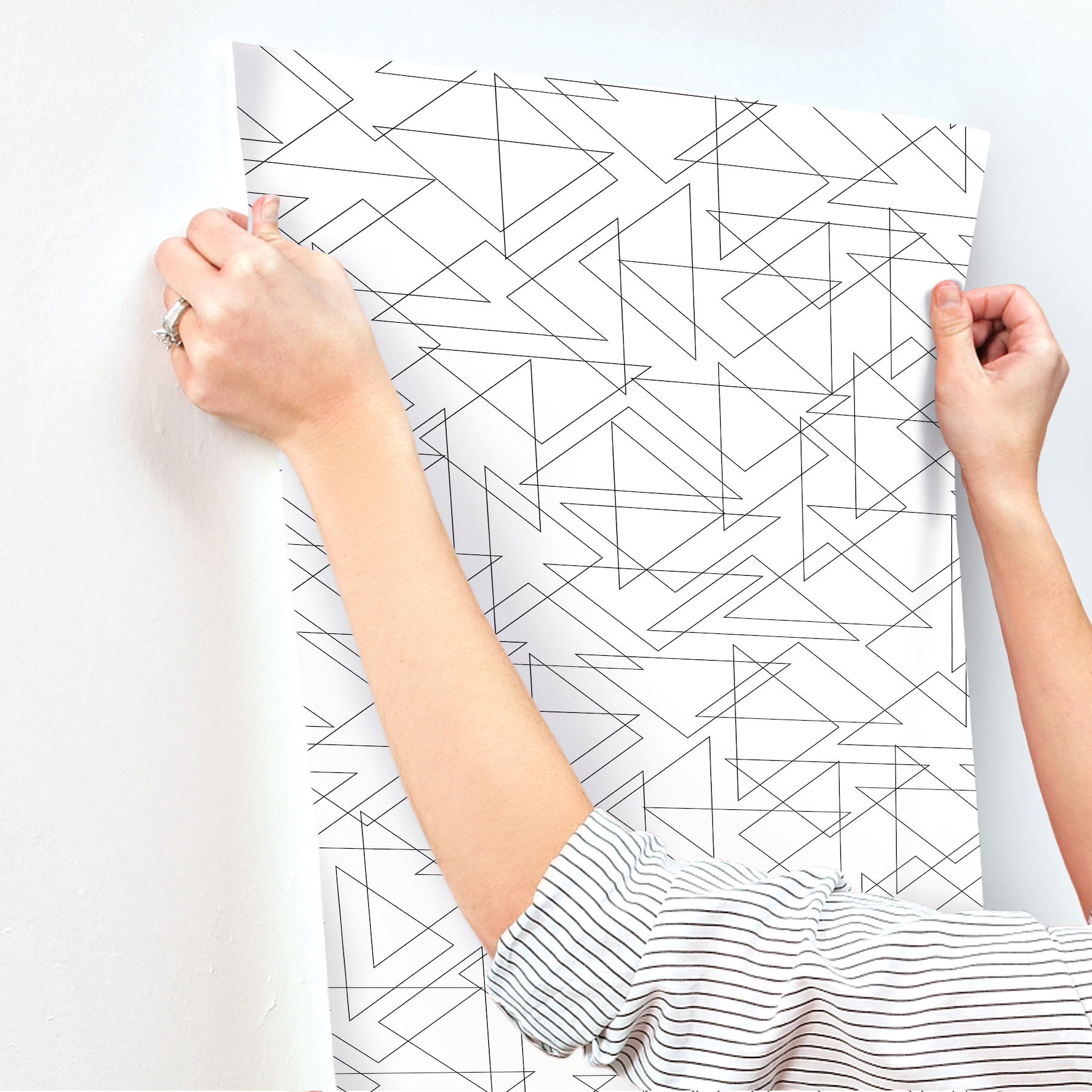 Triangulation Black & White Peel & Stick Wallpaper large image 