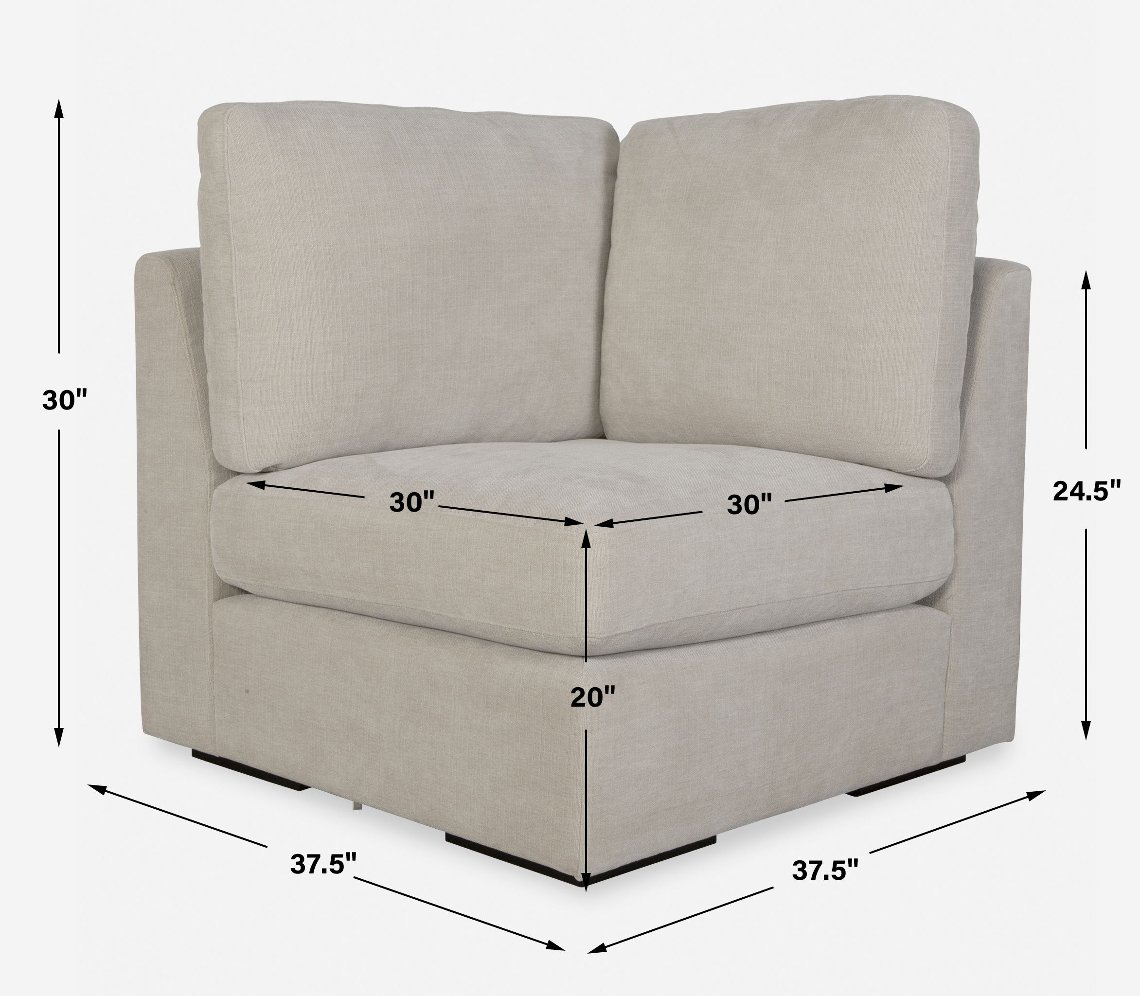 Refuge Sand Corner Sofa, Furniture by Uttermost, 37.5" width x 30" height x 37.5" depth View 3