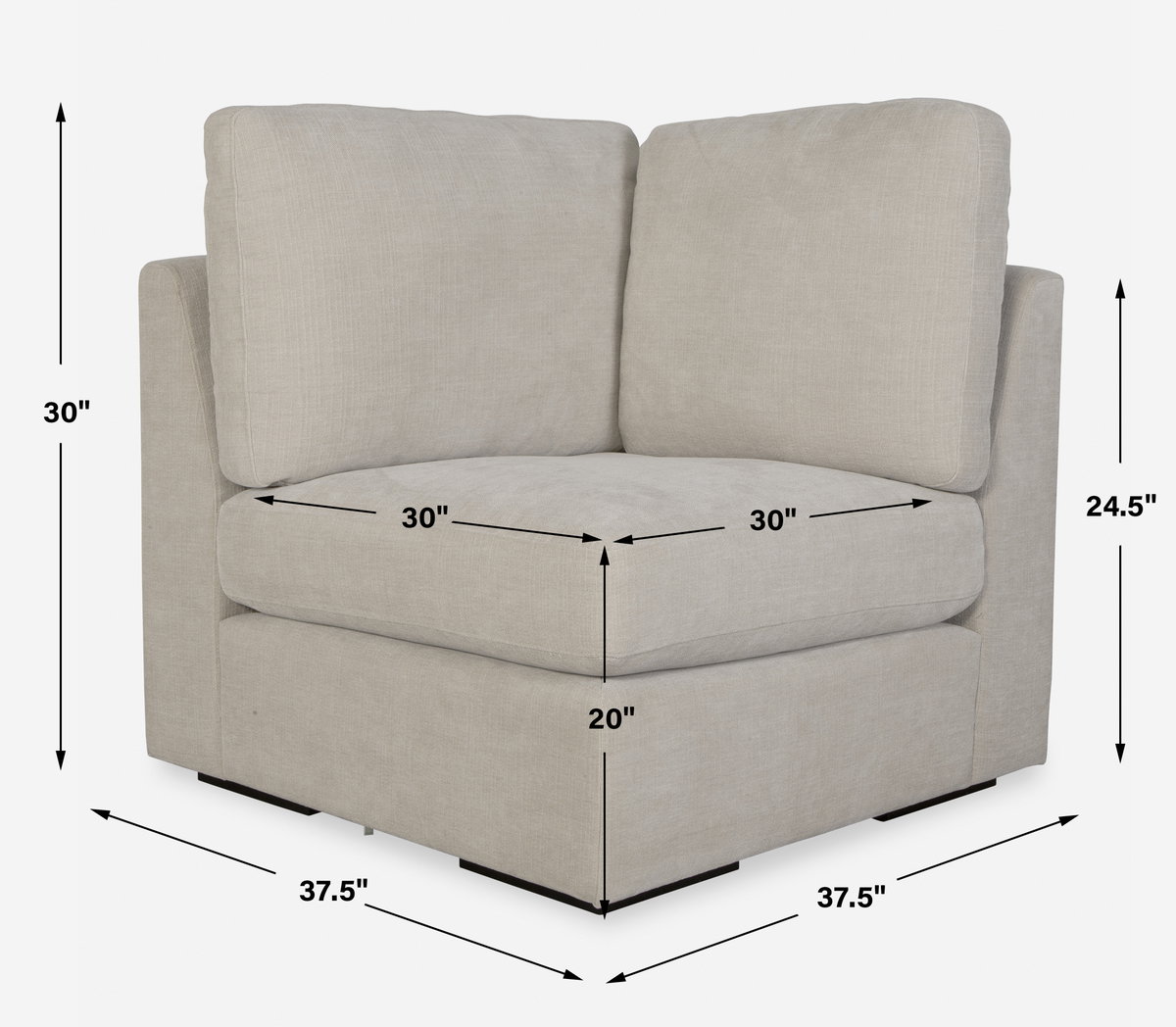 Refuge Sand Corner Sofa, Furniture by Uttermost, 37.5" width x 30" height x 37.5" depth View 3