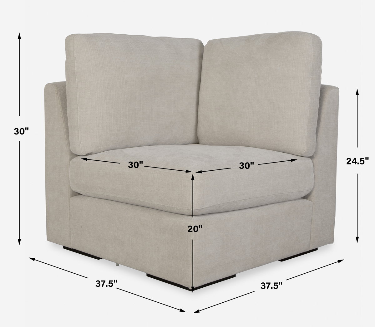 Refuge Sand Corner Sofa, Sofas & Sectional by Uttermost, 37.5" width x 30" height x 37.5" depth View 3