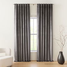 Online Designer Combined Living/Dining Luster Velvet Curtain, 48"x108", Slate, Set of 2