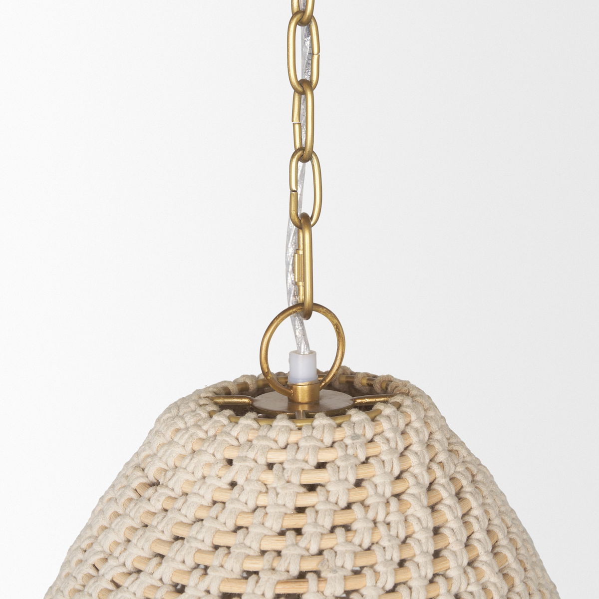 Tosha 1-Light Cotton Rope Bell Pendant, by Mercana, 12.5" length x 12.5" width x 19" height View 6