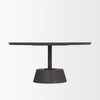 Maxwell 34' Dark Brown Wood with Black Metal Pedestal Base Round Coffee Table, by Mercana, 34" length x 34" width x 16" height thumbnail 6