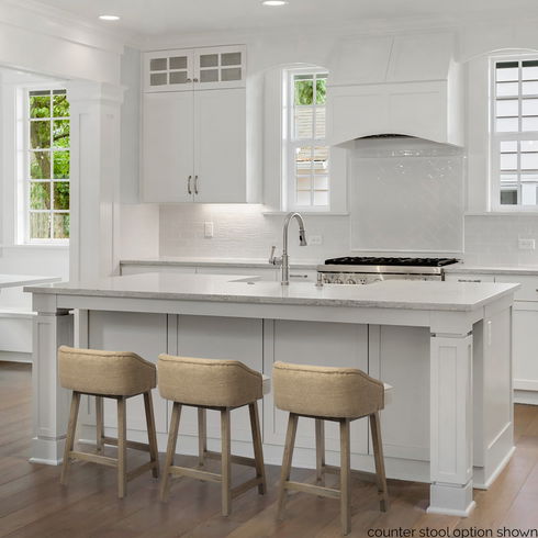 Monmouth 30.5" Seat Height Cream/Beige Fabric Seat Brown Wood Frame Bar Stool