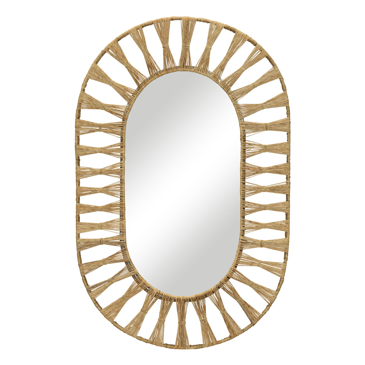 Ojai Oval Mirror, by Woven, 33.75" length x 22.75" width x 1.5" depth View 1