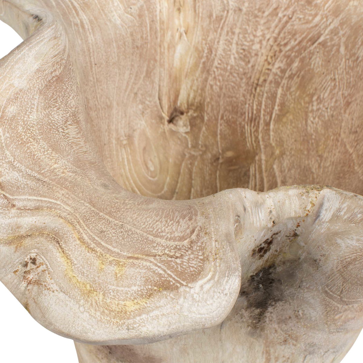Teak Flow White Wash Outdoor Bowl, Decorative Tray by Uttermost, 15.8" width x 10" height x 15.8" depth View 7