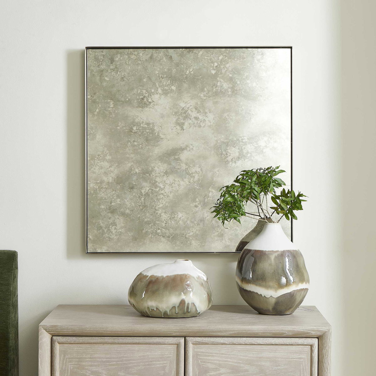 Fredric Square Antique Mirror, by Uttermost, 24.25" width x 24.25" height x 1.5" depth View 2