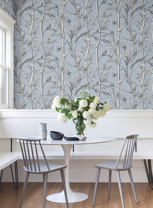 Bambou Toile Sky Blue Wallpaper