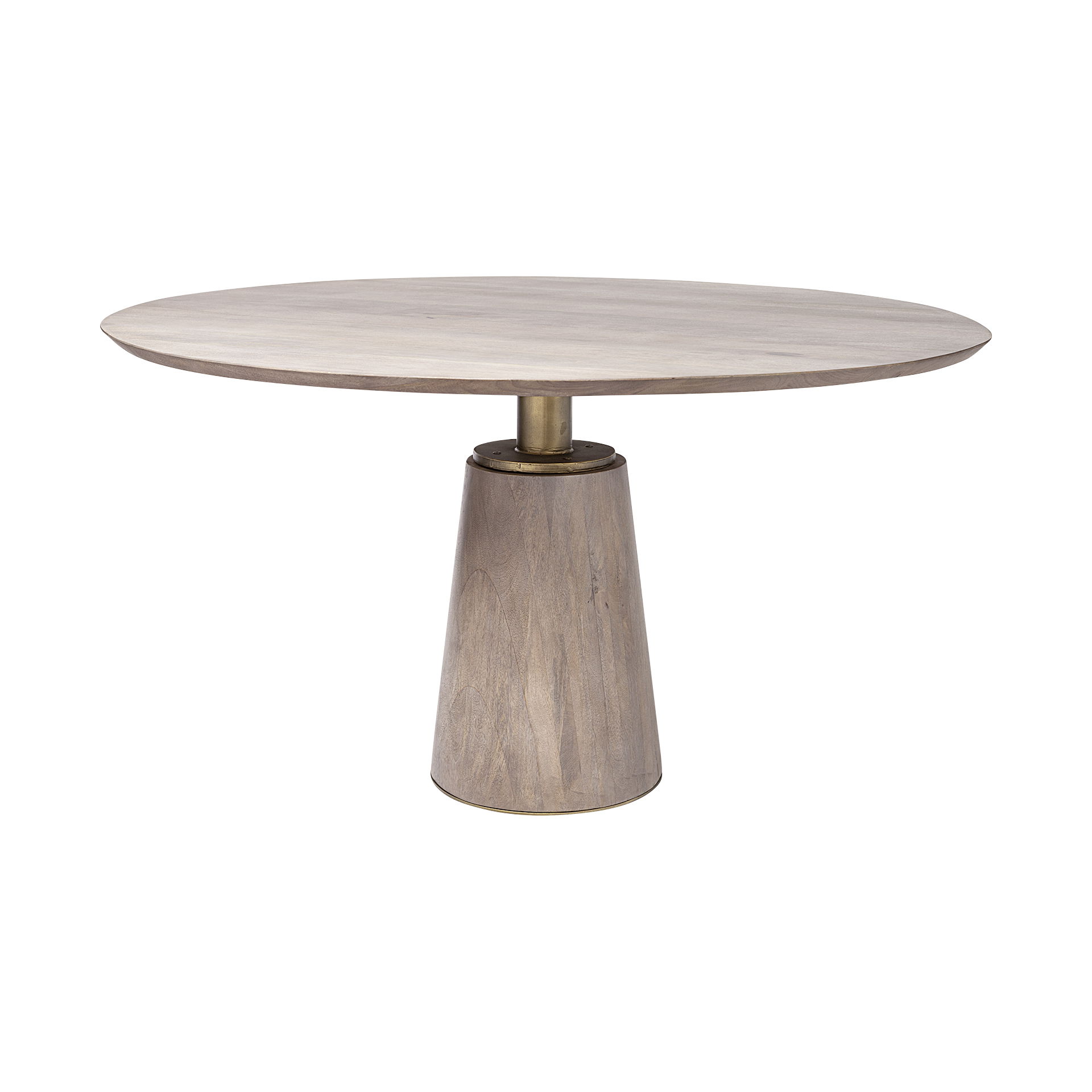 Maxwell II 54' Round Brown Solid Wood Top Brown Wood/Gold Metal Base Dining Table large image 