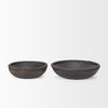 Wendell Dark Brown Wood with Wood Beads Round Bowls, Decorative Bowl by Mercana, 12" length x 12" width x 3" height thumbnail 4