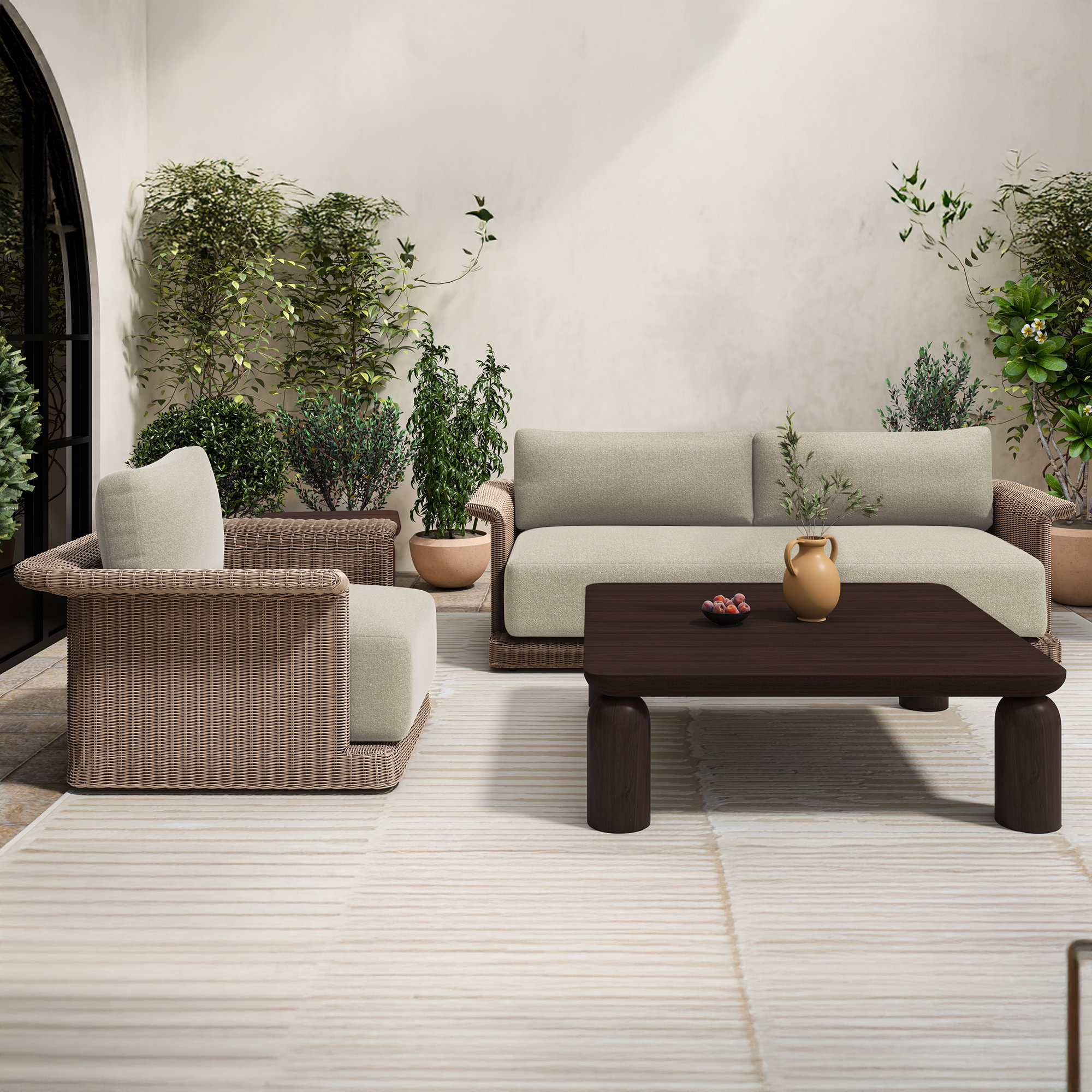 Barclay Outdoor Side Table Brown, Side & End Table by Moe's Home, 22.01" width x 20" height x 22.01" depth View 6