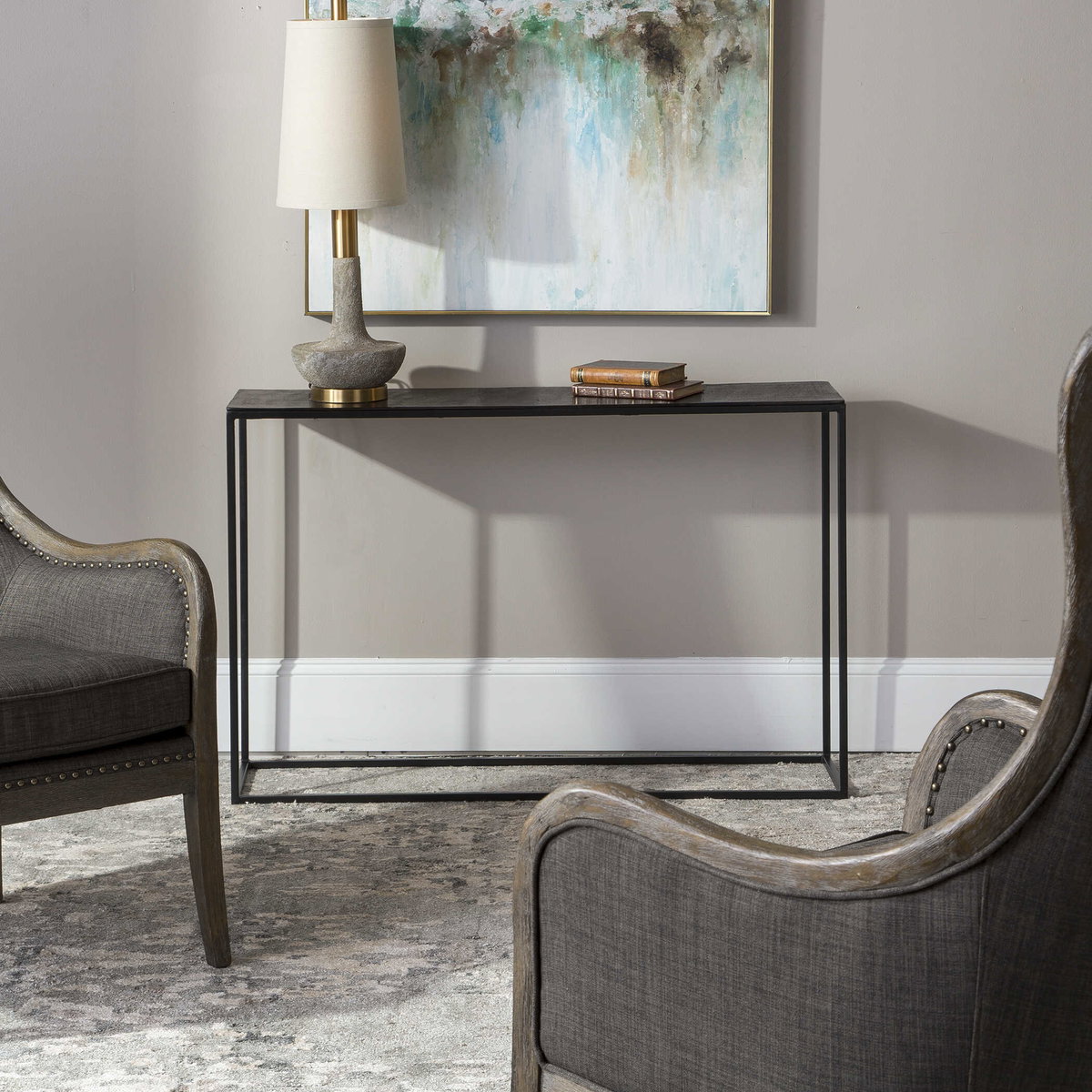 Coreene Industrial Console Table, Furniture by Uttermost, 46.5" width x 30" height x 12" depth View 2