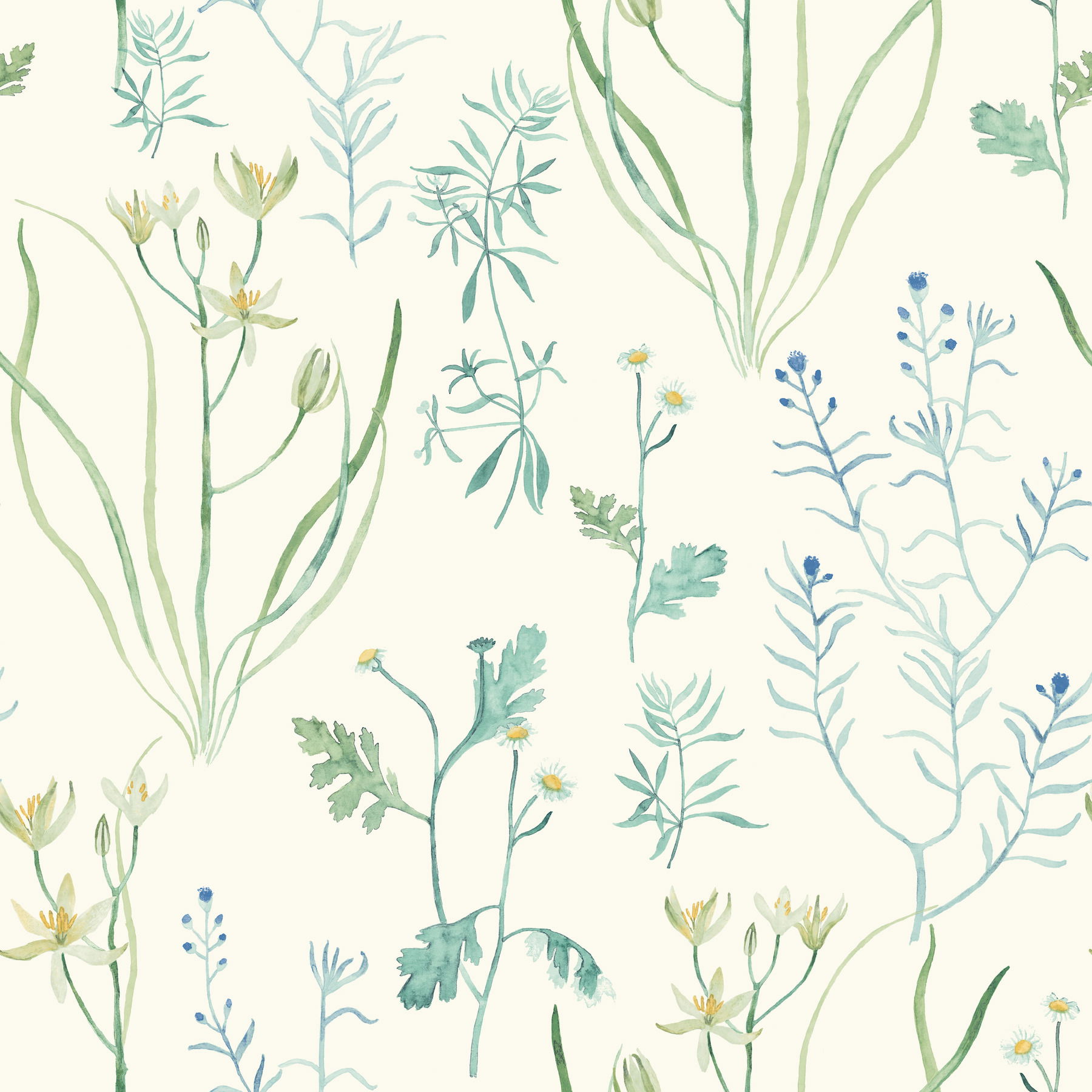 Alpine Botanical White Wallpaper large image 