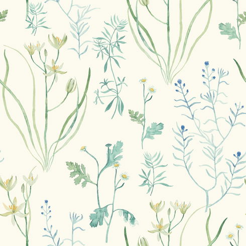 Alpine Botanical White Wallpaper