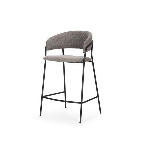 Carolyn Counter Stool with Gray Fabric & Matte Black Metal