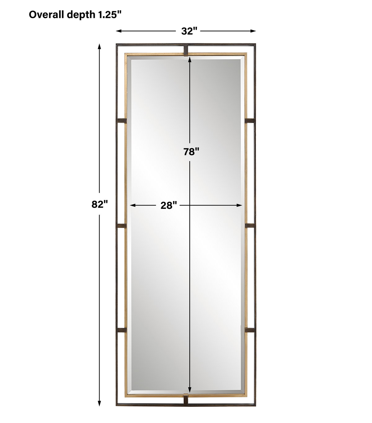 Carrizo Tall Bronze & Gold Mirror, by Uttermost, 2'8" width x 6'10" height x 1.25" depth View 3