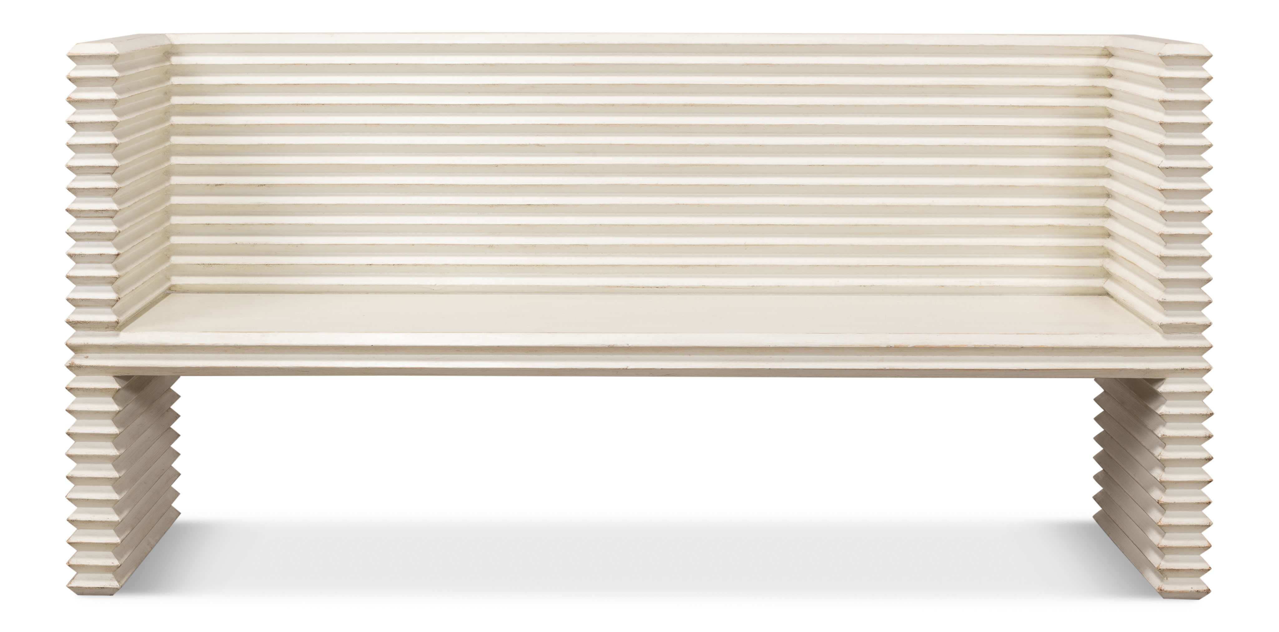 Stacked Bench, Antique White, Seating by Sarreid, 61" length x 19" width x 30" height View 9