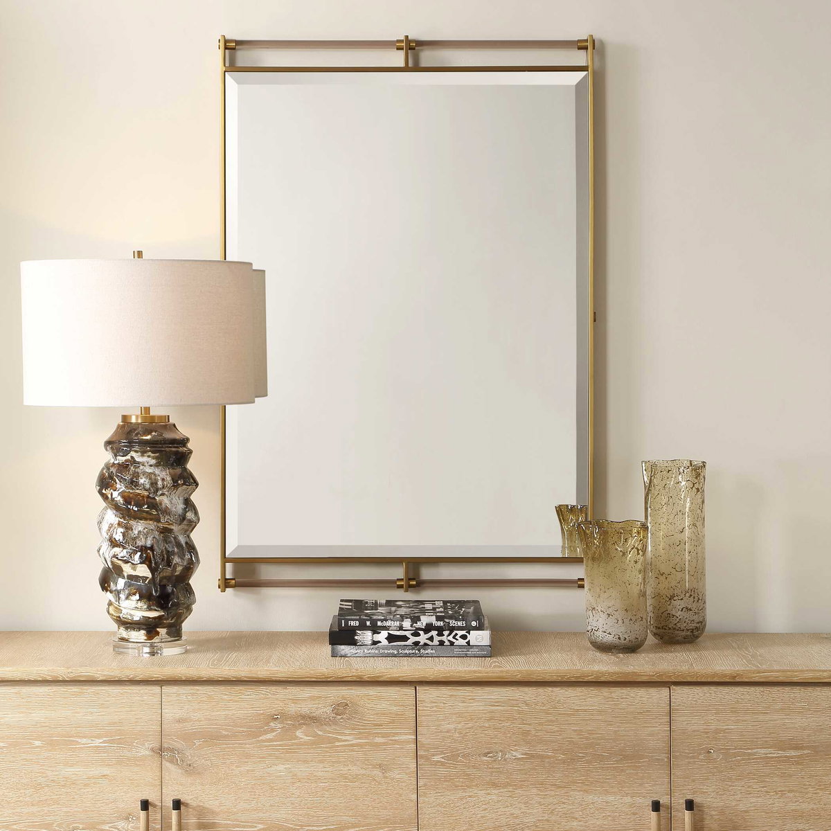 Ripoll Antique Brass Mirror, by Uttermost, 31.25" width x 45.75" height x 1.62" depth View 2