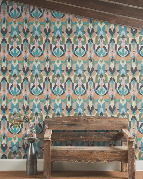 Malta Teal & Gold Wallpaper