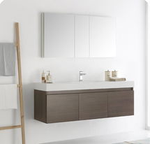 Online Designer Hallway/Entry Senza 60" Mezzo Single Wall Mounted Modern Bathroom Vanity Set with Mirror