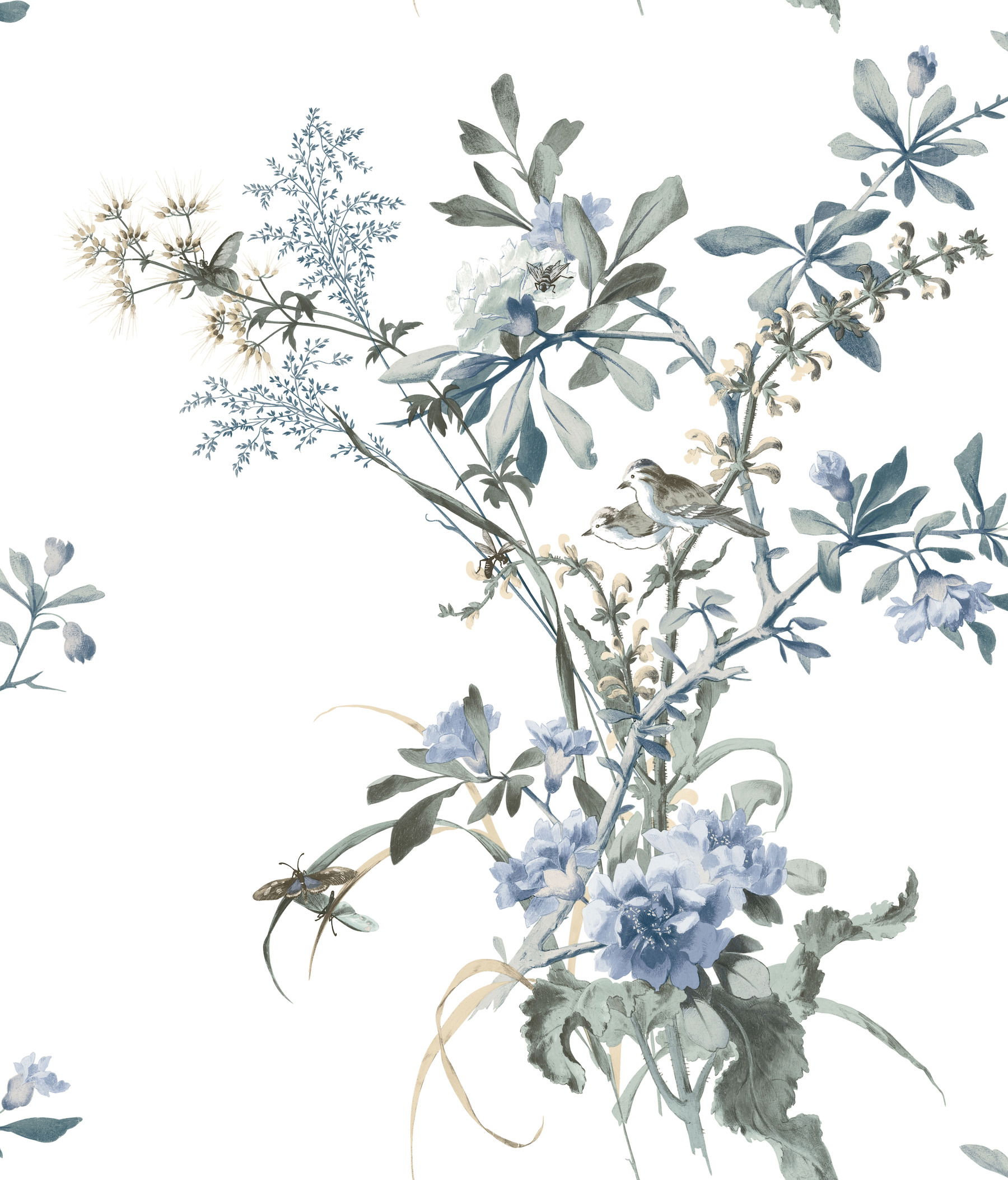 Wild Flowers Jade Peel & Stick Wallpaper large image 