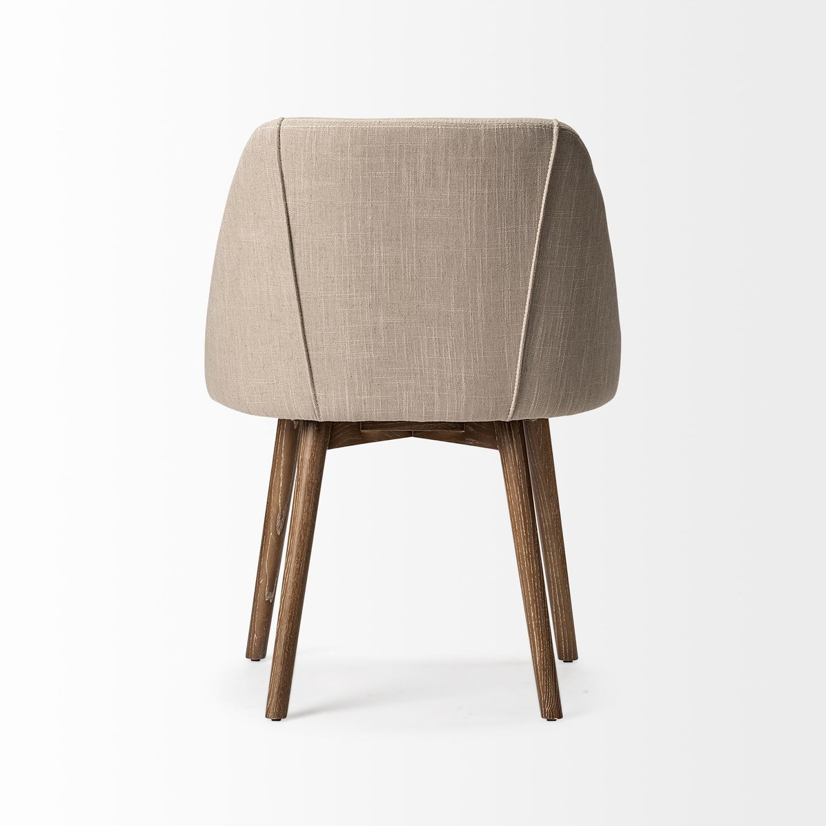 Ronald I Cream Fabric Wrap Brown Wooden Base Dining Chair, by Mercana, 22.5" length x 21.5" width x 32.25" height View 6