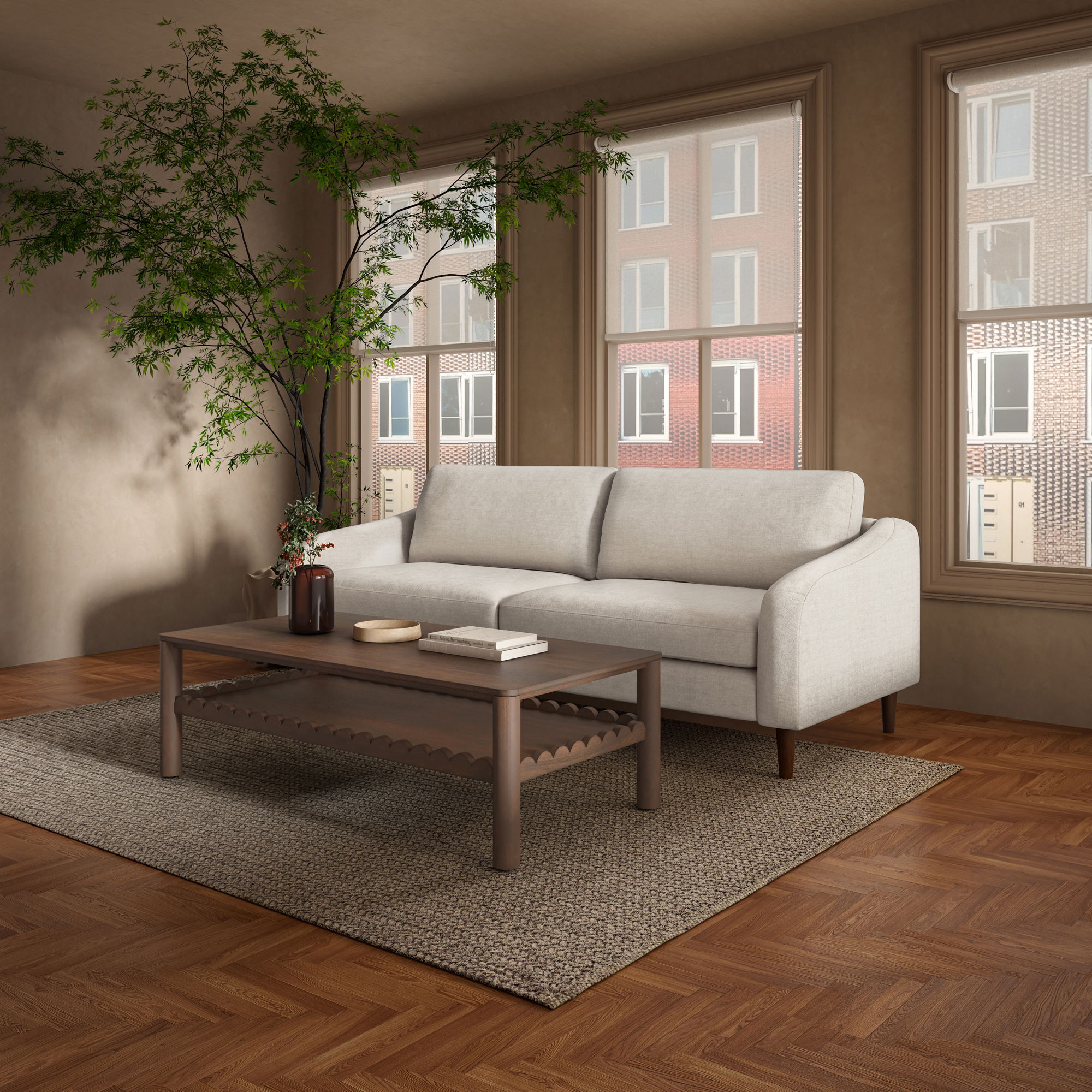 Wiley Coffee Table Vintage Brown, by Moe's Home, 52" width x 16" height x 25.5" depth View 14