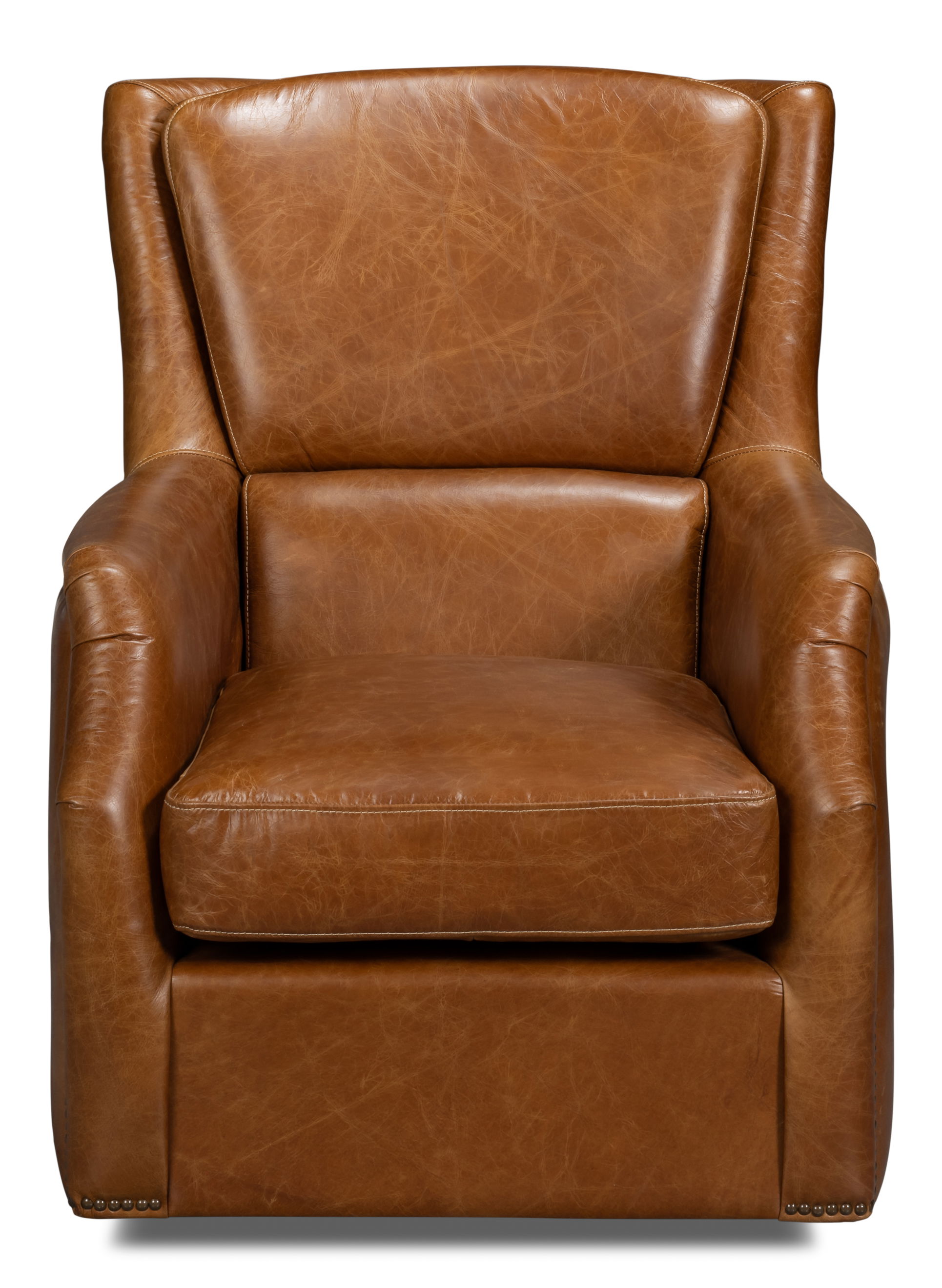 Baker Leather Swivel Chair, Cuba Brown large image 