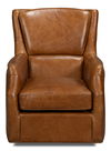 Baker Leather Swivel Chair, Cuba Brown thumbnail 1
