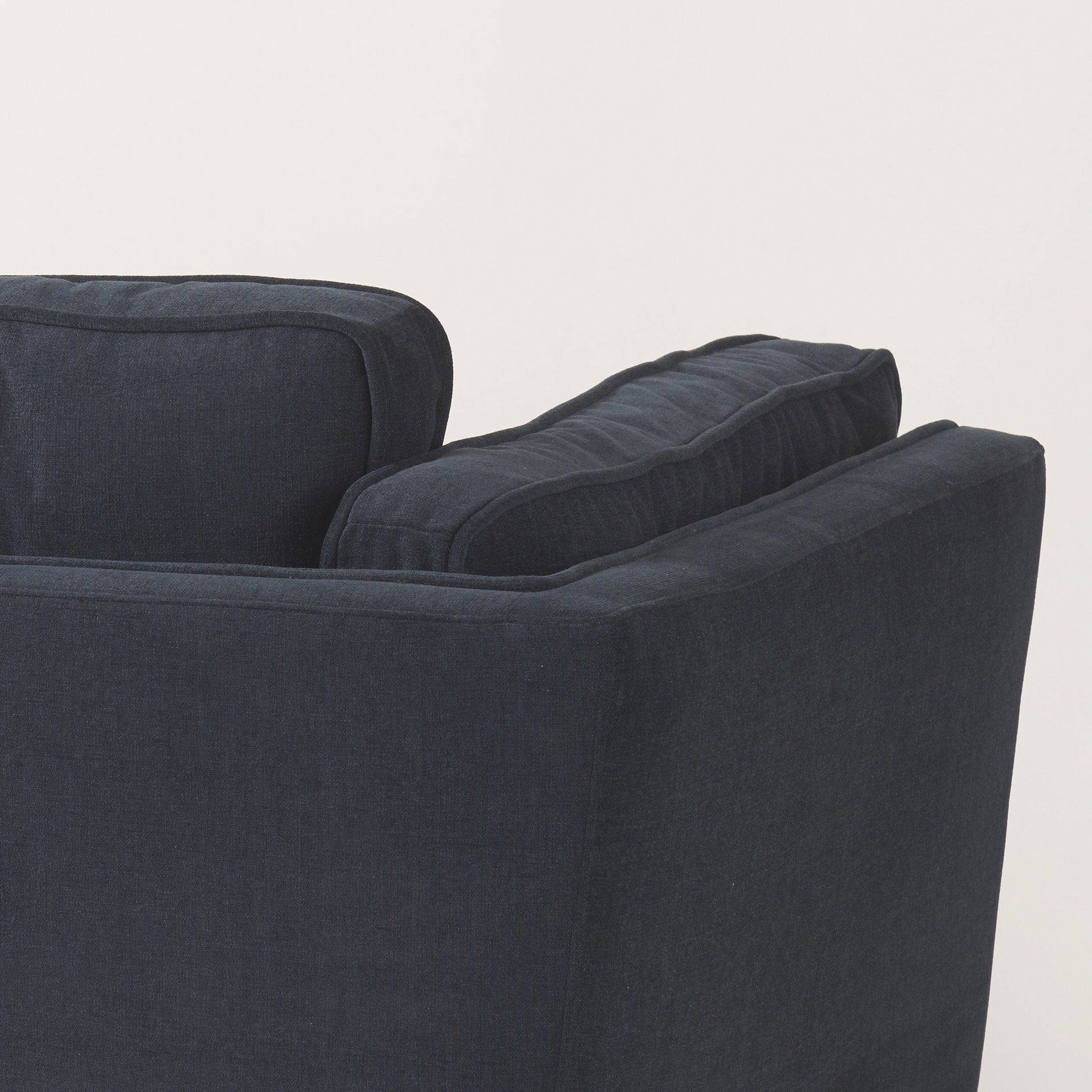 Brooks  Navy Blue Fabric Chair with Medium Brown Wooden Legs large image 