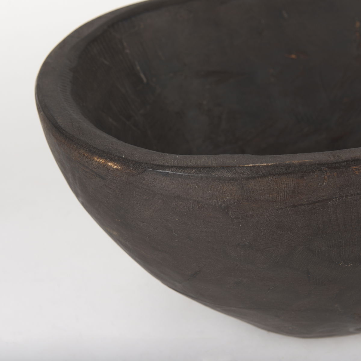 Athena Extra Large Oblong Black-Brown Reclaimed Wood Bowl, Decorative Bowl by Mercana, 26" length x 10" width x 7" height View 9