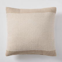 Online Designer Combined Living/Dining Outdoor Banded Basketweave Pillow, Sand, 20x20