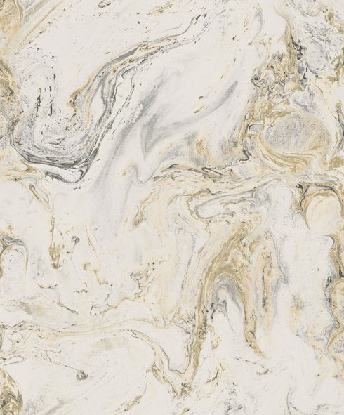 Oil & Marble Black & Gold Metallic Wallpaper