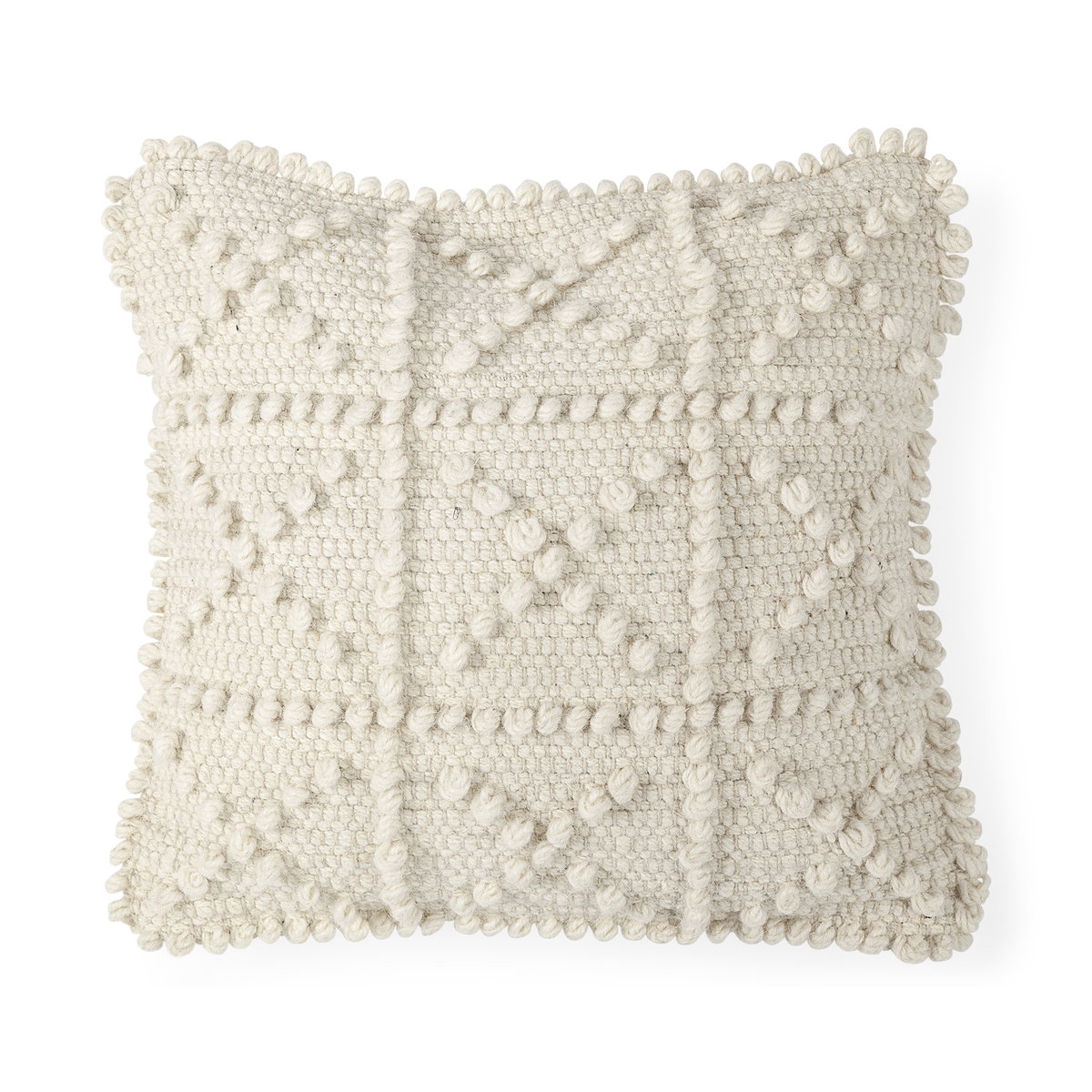 Leroy 18x18 Cream Raised Pattern Detail Pillow Cover, Decorative Pillow by Mercana, 18" length x 18" width x 0.1" height View 1