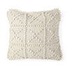Leroy 18x18 Cream Raised Pattern Detail Pillow Cover, Decorative Pillow by Mercana, 18" length x 18" width x 0.1" height thumbnail 1