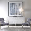 Watercolor Gray Chenille Accent Chair thumbnail 3