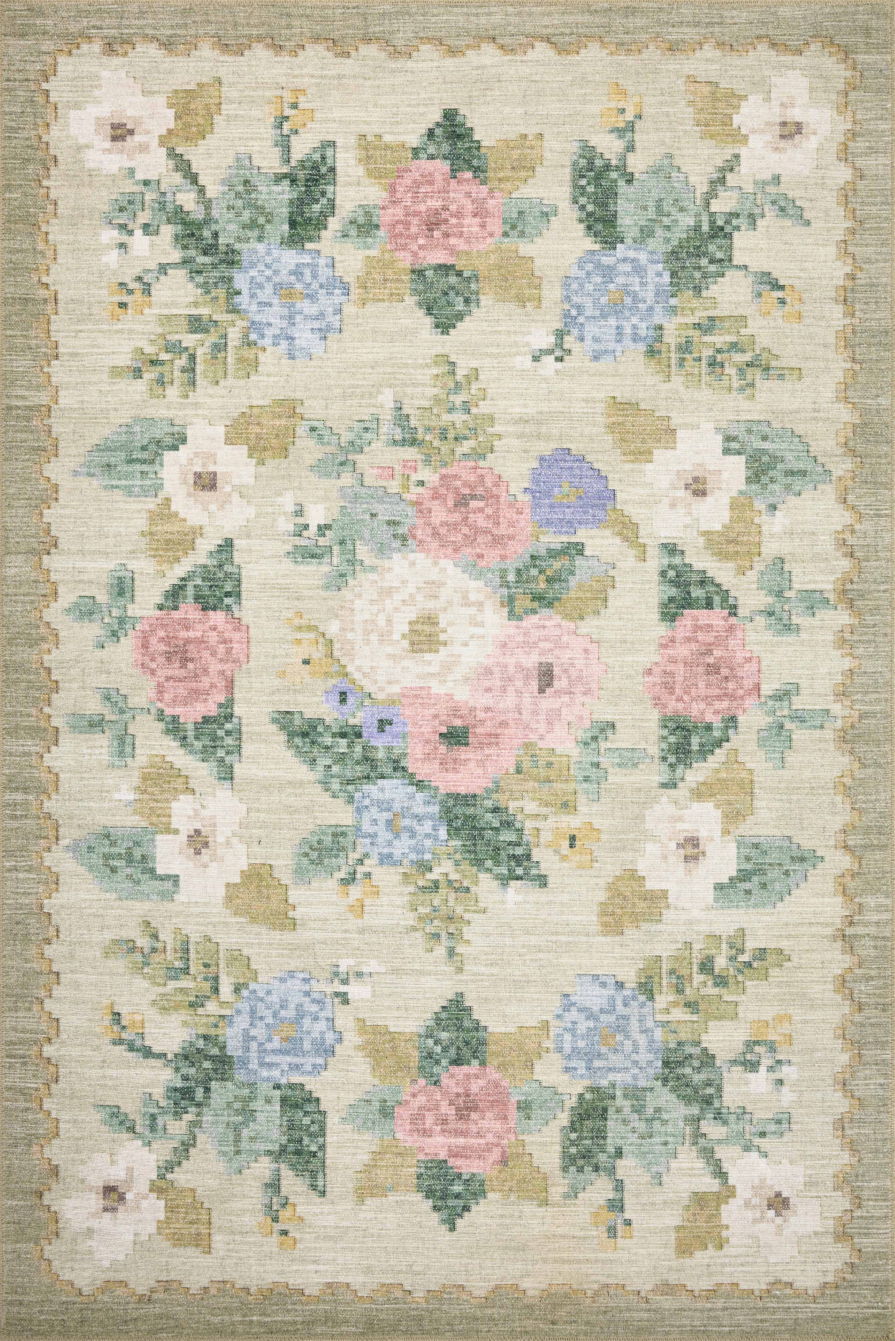 Rifle Paper Co. x Loloi Rosa Rug, 1'6" length x 1'6" width View 1