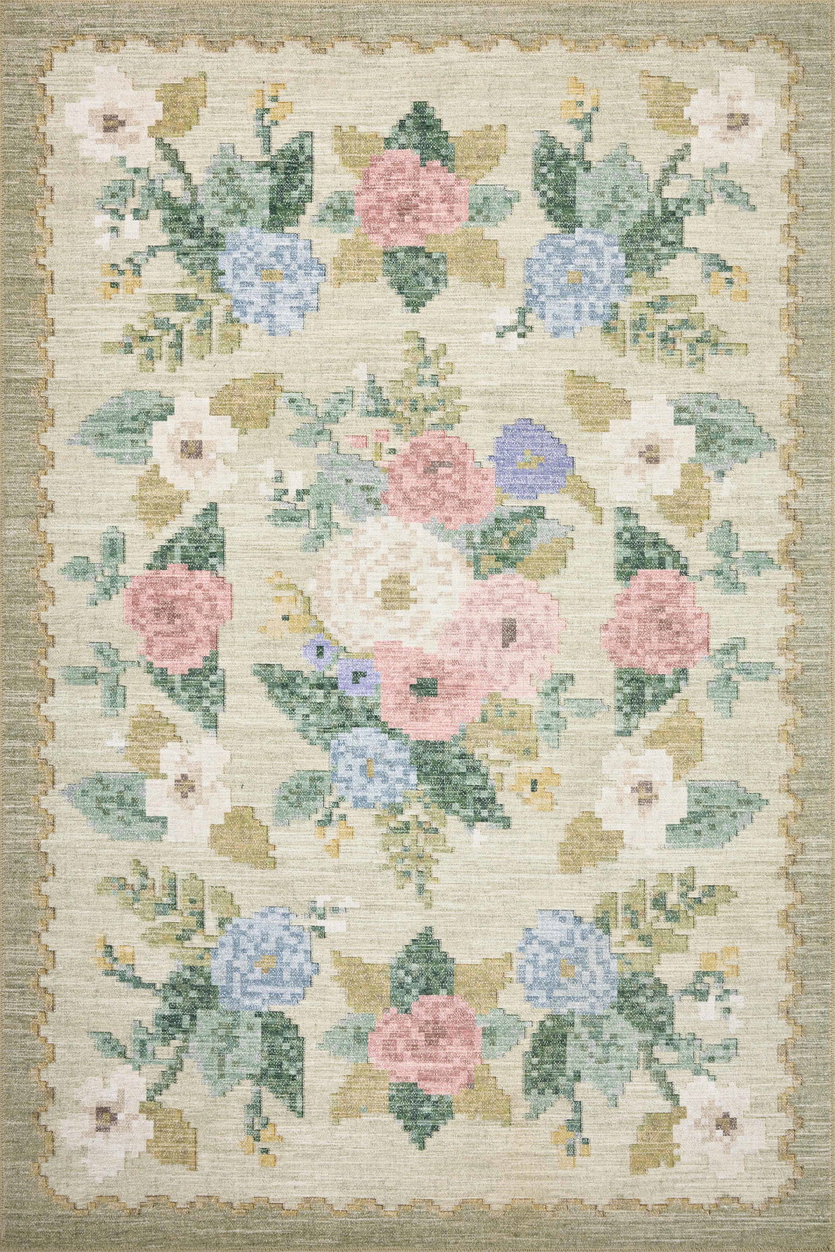 Rifle Paper Co. x Loloi Rosa Rug, 2'6" length x 7'6" width View 1