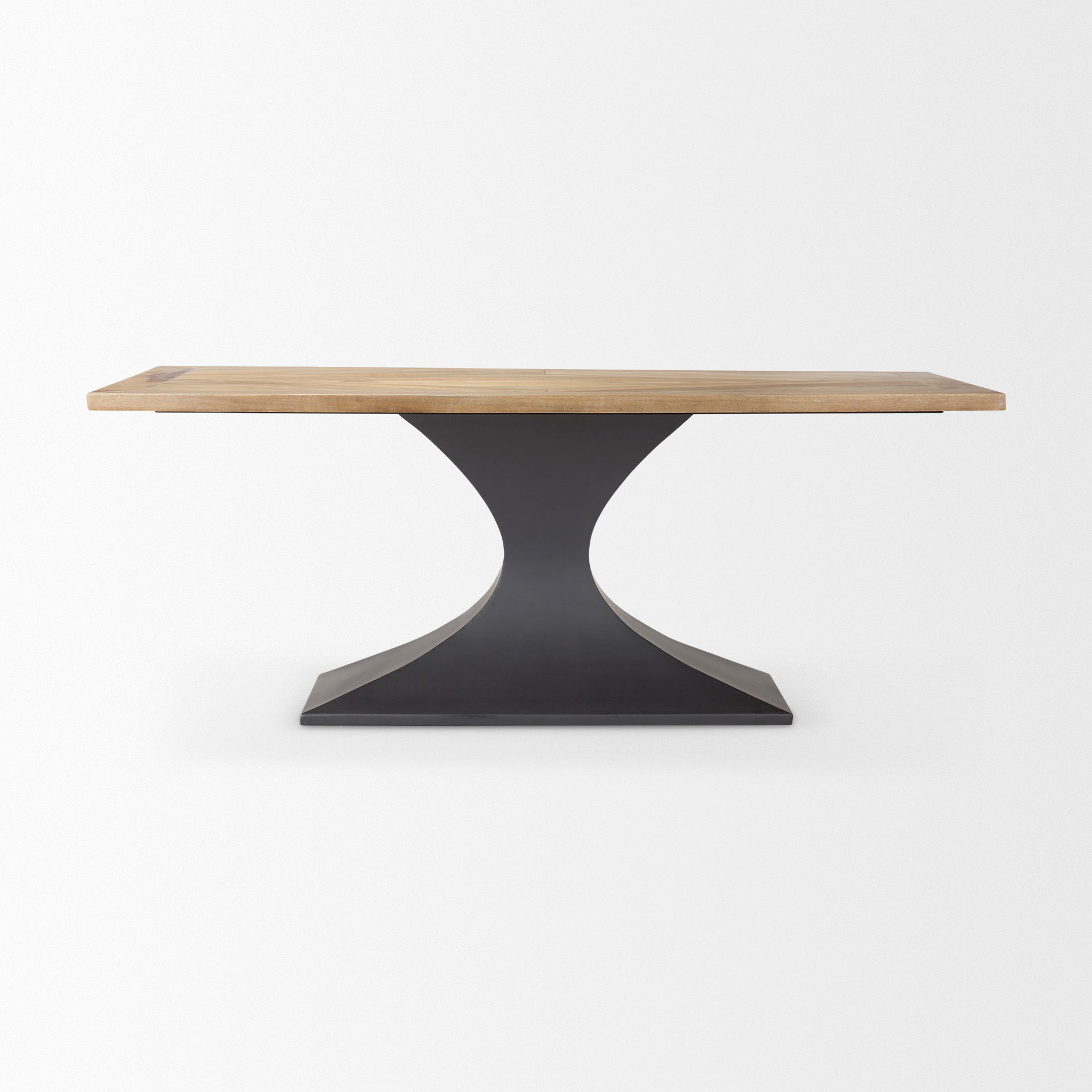 Maxton Light Brown Wood with Dark Gunmetal Iron Metal Dining Table large image 
