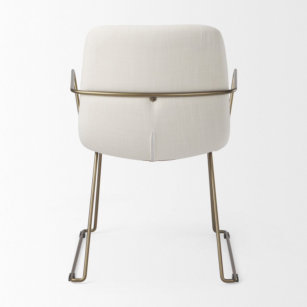 Sawyer Solid Back Dining Side Chair | Cream Fabric with Gold Metal, Dining Chair by Mercana, 22.44" length x 24.8" width x 34.65" height View 5