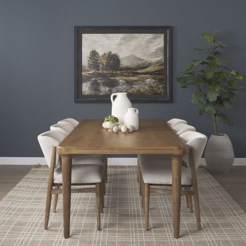Suvan 84L Light Brown Rectangular Oak Wood Dining Table