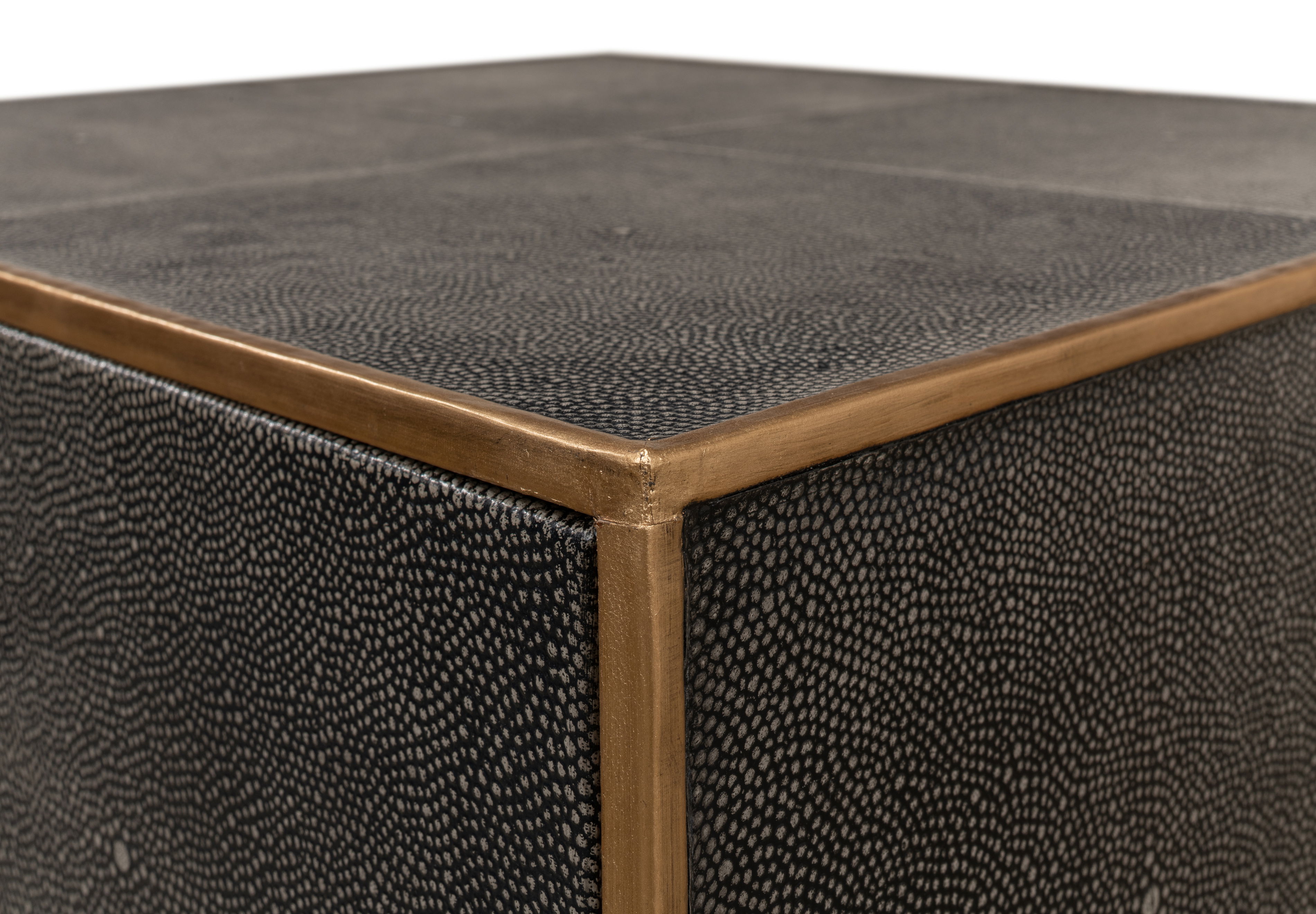 Gideon Shagreen 3 Drawer Side Table, Gry large image 