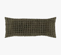Online Designer Bedroom Arlette Cotton Textured Lumbar Throw Pillow, Olive